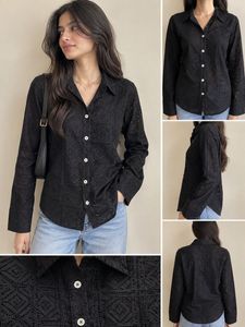 Black Lace Button-Up Shirt