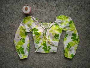 Green Floral Crop Top