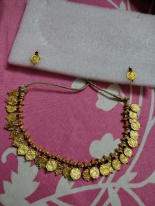Gold Coin Necklace &amp; Earrings Set