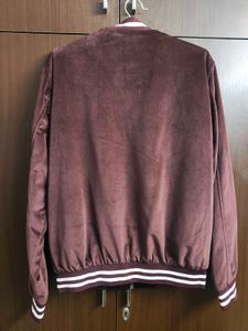 Koovs Burgundy Velvet Bomber Jacket