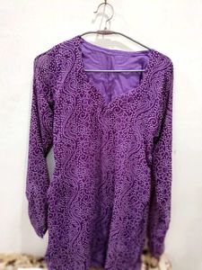 Purple Bandhani Print Kurta