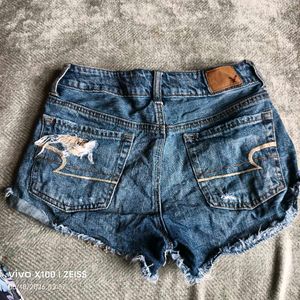 8116. Distressed Denim Shorts with Lace Trim