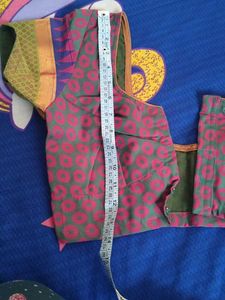 new Green Pink Print Blouse