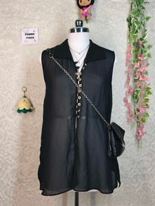 Chic Black Sheer Sleeveless Top