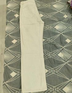 Cream Wide Leg Jeans
