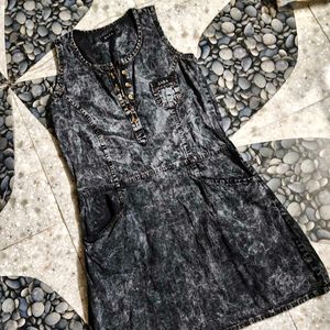 ZARA FIRST COPY Acid Wash Denim Dress