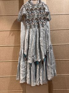 Embellished Blue Tiered Sharara Set
