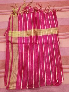 Pink &amp; Gold Striped Dupatta