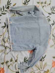 Denim Jacket with Frayed Edges