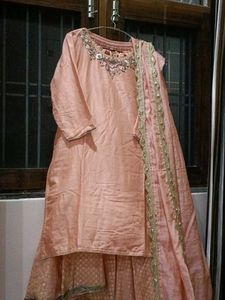 Peach Embroidered Kurta Set