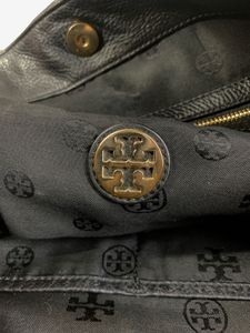 Authentic Tory Burch Black Leather Chain Tote