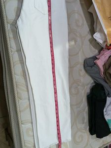 Cream Raw Hem Jeans