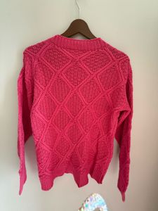 Bright Pink Textured Knit Sweater