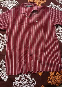 Classic Maroon Striped Men's Shirt
