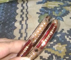 Sparkling Red &amp; Gold Bangles