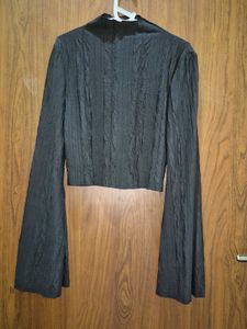 Brand new Savana Black Bell Sleeve Mock Neck Top
