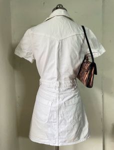 White Denim Button-Up Dress