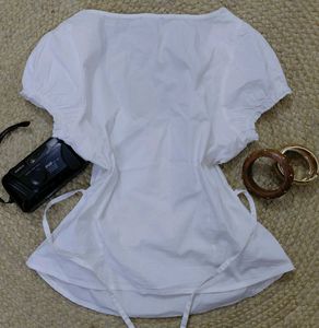 ♡ Vintage White Babydoll Top ♡