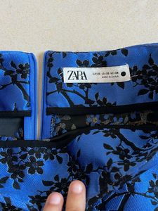 ZARA Blue Floral Mini Skirt FIXED