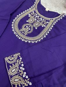 Elegant Purple Kurta Set with Embroidery