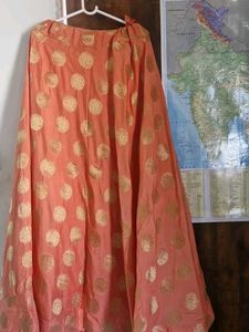 Peach Brocade Skirt