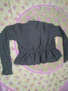 Dark Grey Peplum Top