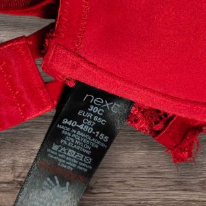 Next UK Padded Underwired Red Lace Pushup Bra