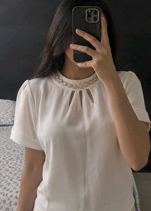 Elegant Embellished White Top