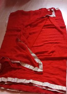 Elegant Red Saree with Gold Border