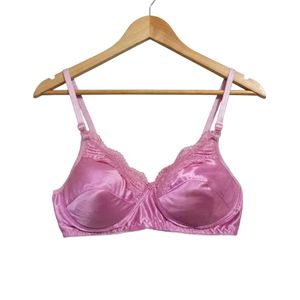 Elegant Pink Lace Trim Bra