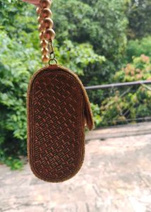 Elegant Beaded Clutch with Gold Chain
