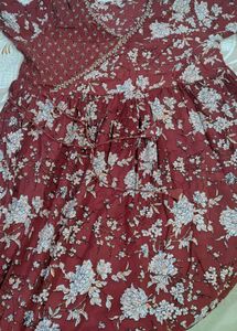 Maroon Floral Kurta dupatta set