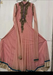 Elegant Pink Embroidered Anarkali Lehenga Choli