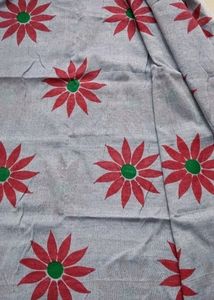 Floral Print Sunflower Saree (Silver Colour)