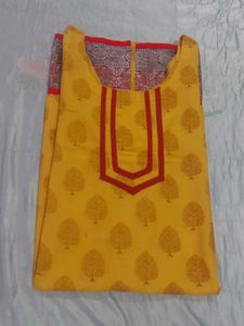 Yellow Printed Kurta