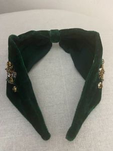 Green Embellished Velvet Headband