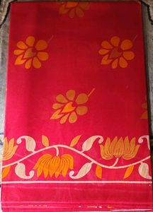 Vibrant Floral Print Pure Cotton Saree
