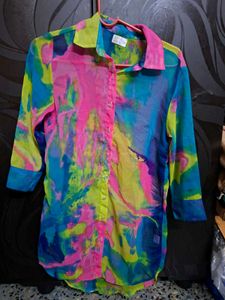 Colorful Tie-Dye Button-Up Shirt