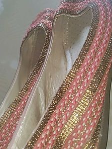 Embellished Pink &amp; Gold Flats