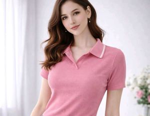 Chic Ribbed Pink Polo Crop Top