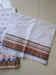 Elegant White mekhela chador