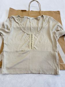 ONLY brand Ribbed Long Sleeve Cropped Top