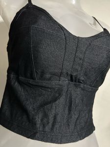 Black Denim Crop Top