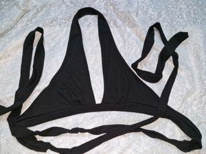 Black Halter Wrap Top