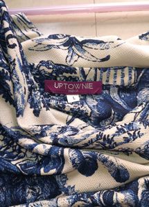 Blue &amp; White Printed Sleeveless Top