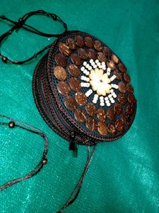 Boho Round Coconut Shell Bag
