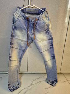 Distressed Light Wash Denim Jeans/Joggers