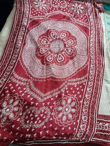 Elegant Cream &amp; Maroon Saree