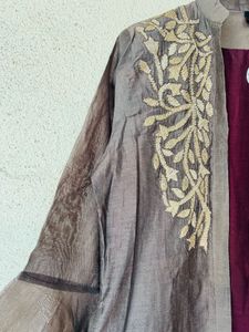 Embroidered Kurta with Overlay