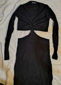 Sassafras Chic Black Cut-Out Midi Dress